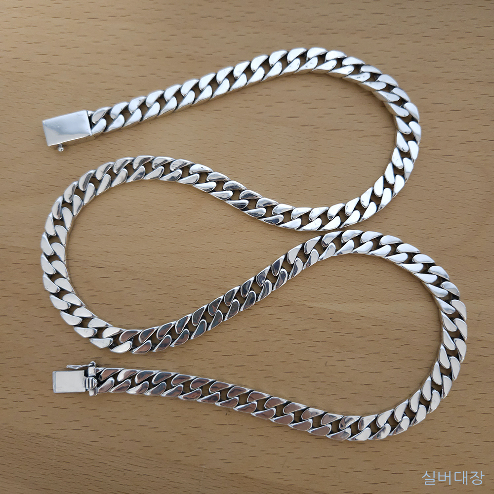 8mm 실버 925 심플 무지 볼드 남성 패션 은 힙합 연예인 목걸이 - 상세 이미지 4