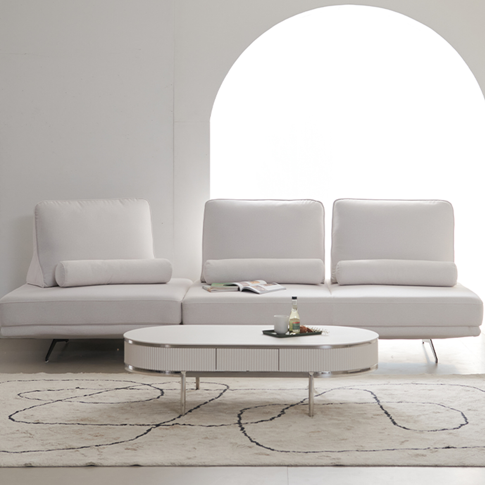 쇼파테이블 템바보드 세라믹거실테이블 플라토 밀크 실버