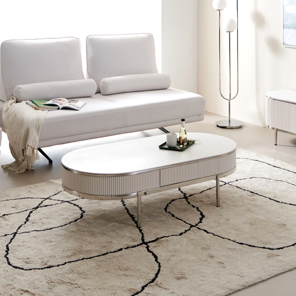 쇼파테이블 템바보드 세라믹거실테이블 플라토 밀크 실버