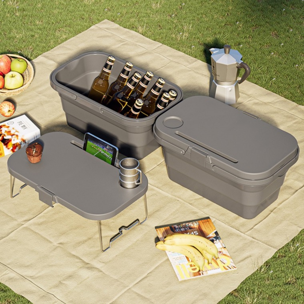 접이식 캠핑 피크닉바구니 미니 테이블겸용 폴딩 바스켓 수납 박스