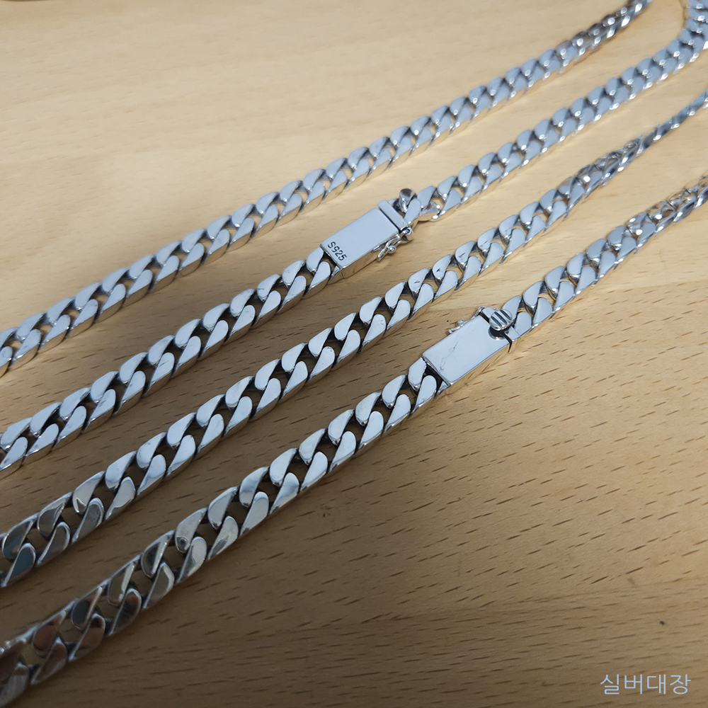8mm 실버 925 심플 무지 볼드 남성 패션 은 힙합 연예인 목걸이 - 상세 이미지 3