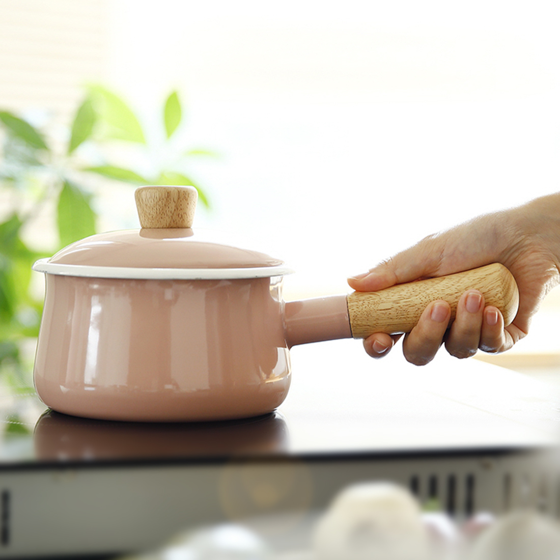 일본 법랑 밀크팬 초기 이유식 냄비 인덕션 범랑 소스팬 밀크팟 에지리 편수 냄비 15cm