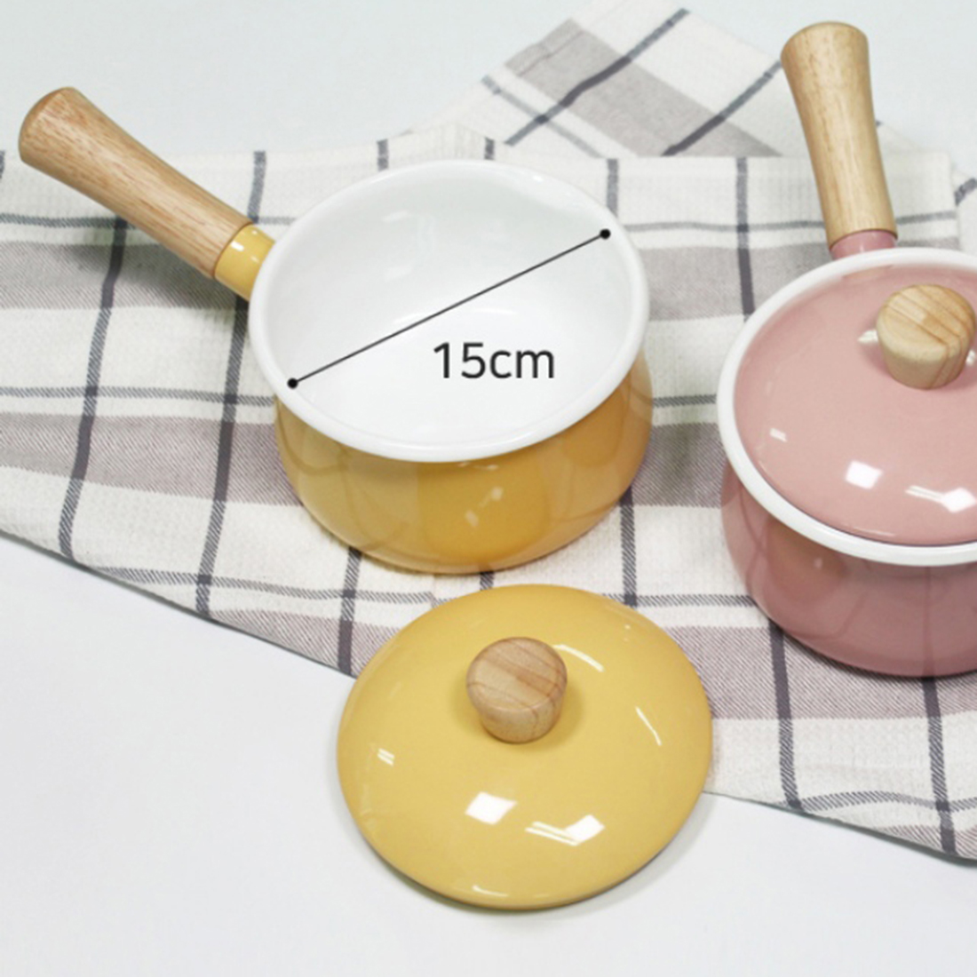 일본 법랑 밀크팬 초기 이유식 냄비 인덕션 범랑 소스팬 밀크팟 에지리 편수 냄비 15cm