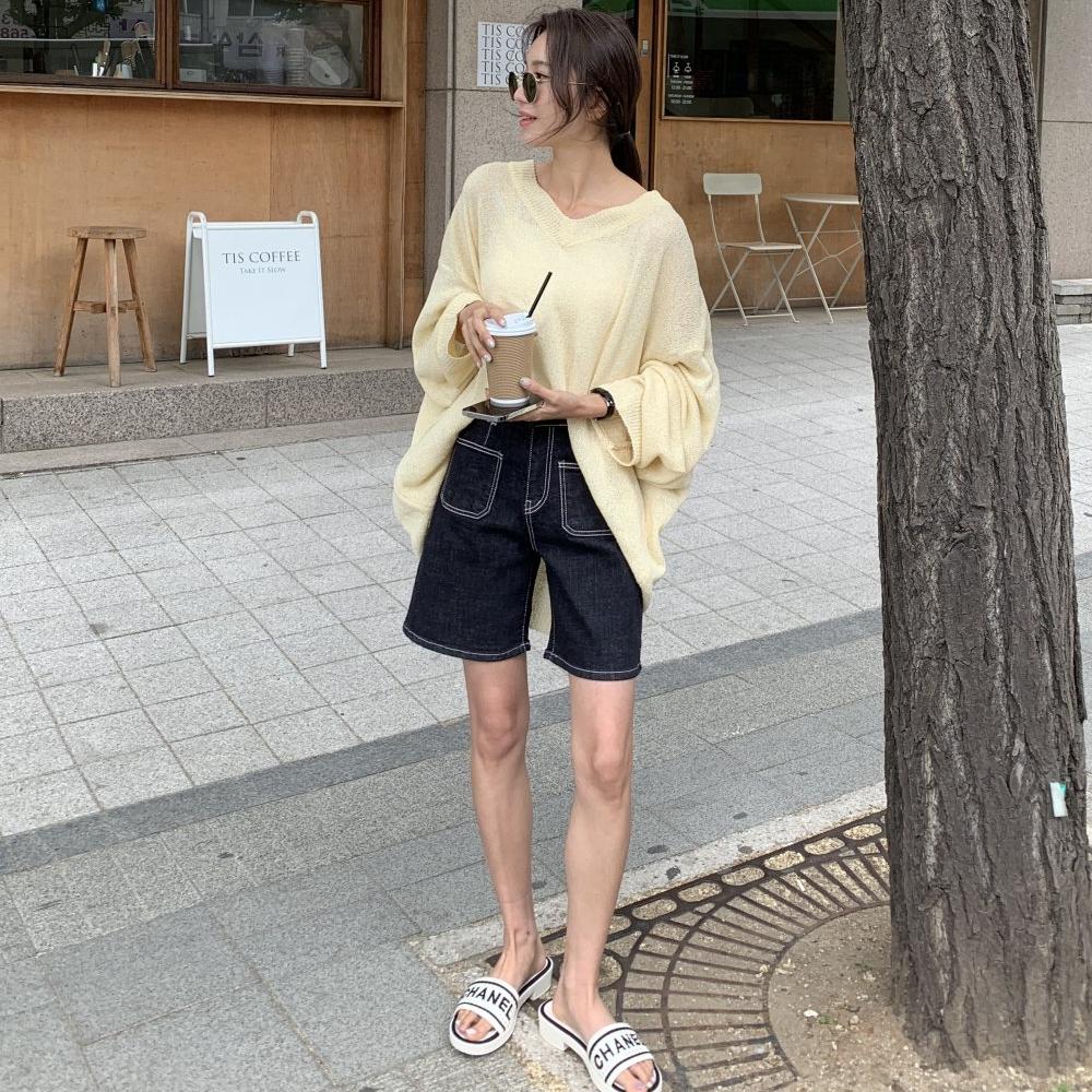논페이드 앞포켓 4부 데님 청 반바지 팬츠 - 상품 이미지