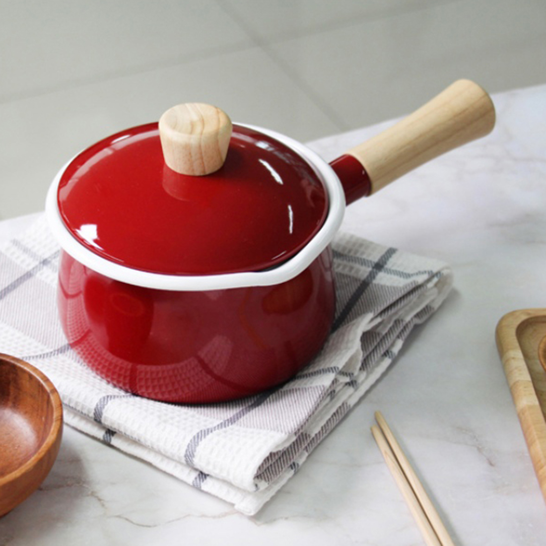 일본 법랑 밀크팬 초기 이유식 냄비 인덕션 범랑 소스팬 밀크팟 에지리 편수 냄비 15cm