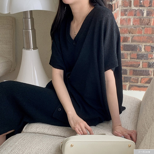 란드 린넨 루즈핏 부클 브이넥 버튼 가디건 3col 여름 하프 긴팔 세트 여리 제이플로우 이미지 8
