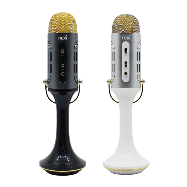 넥시 NX-M12W 무선마이크 휴대용 블루투스 노래방마이크 블랙 화이트 듀엣 - 상품 이미지