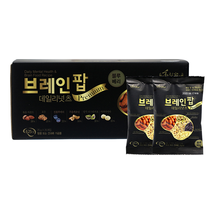 브레인팝 데일리넛츠 블루베리 25개입 하루견과 견과류믹스 개별포장 건강간식 - 상세 이미지 2