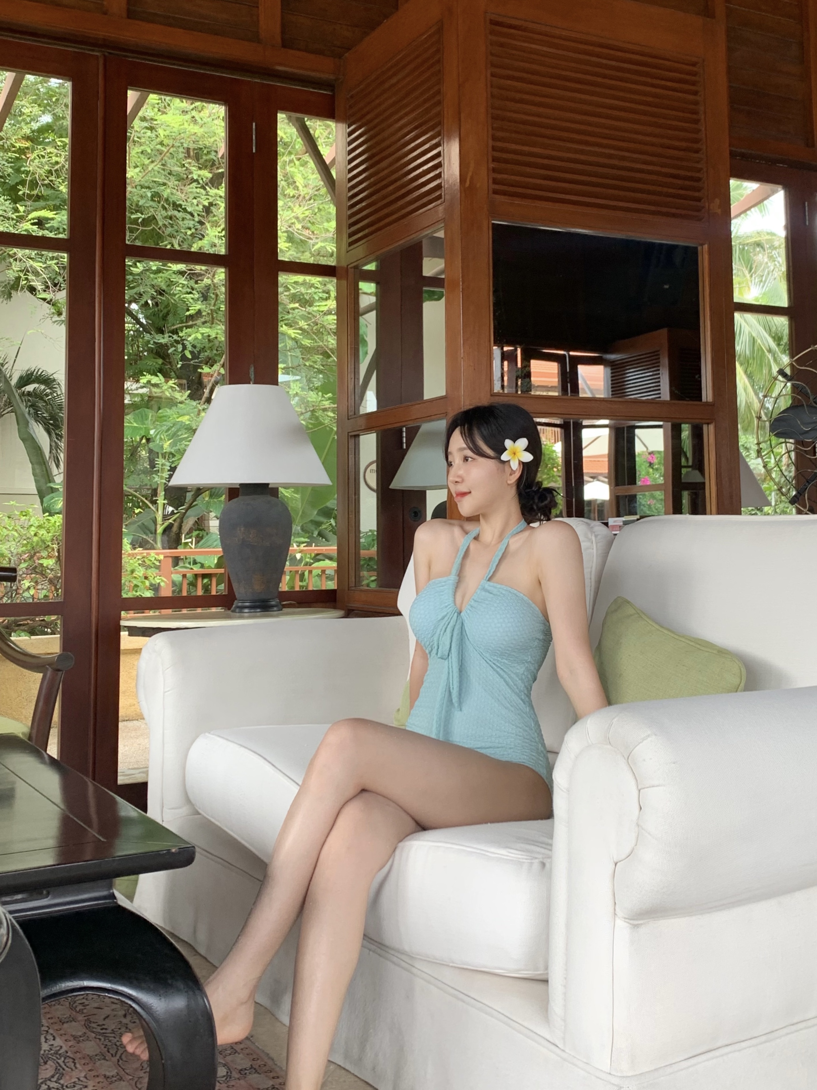 1600장돌파[무배/당일] 🍸(S,M,L) 민트 바스트 트임 홀터넥 고급스러운 수입 여성 모노키니 니트비키니 상세 이미지 10