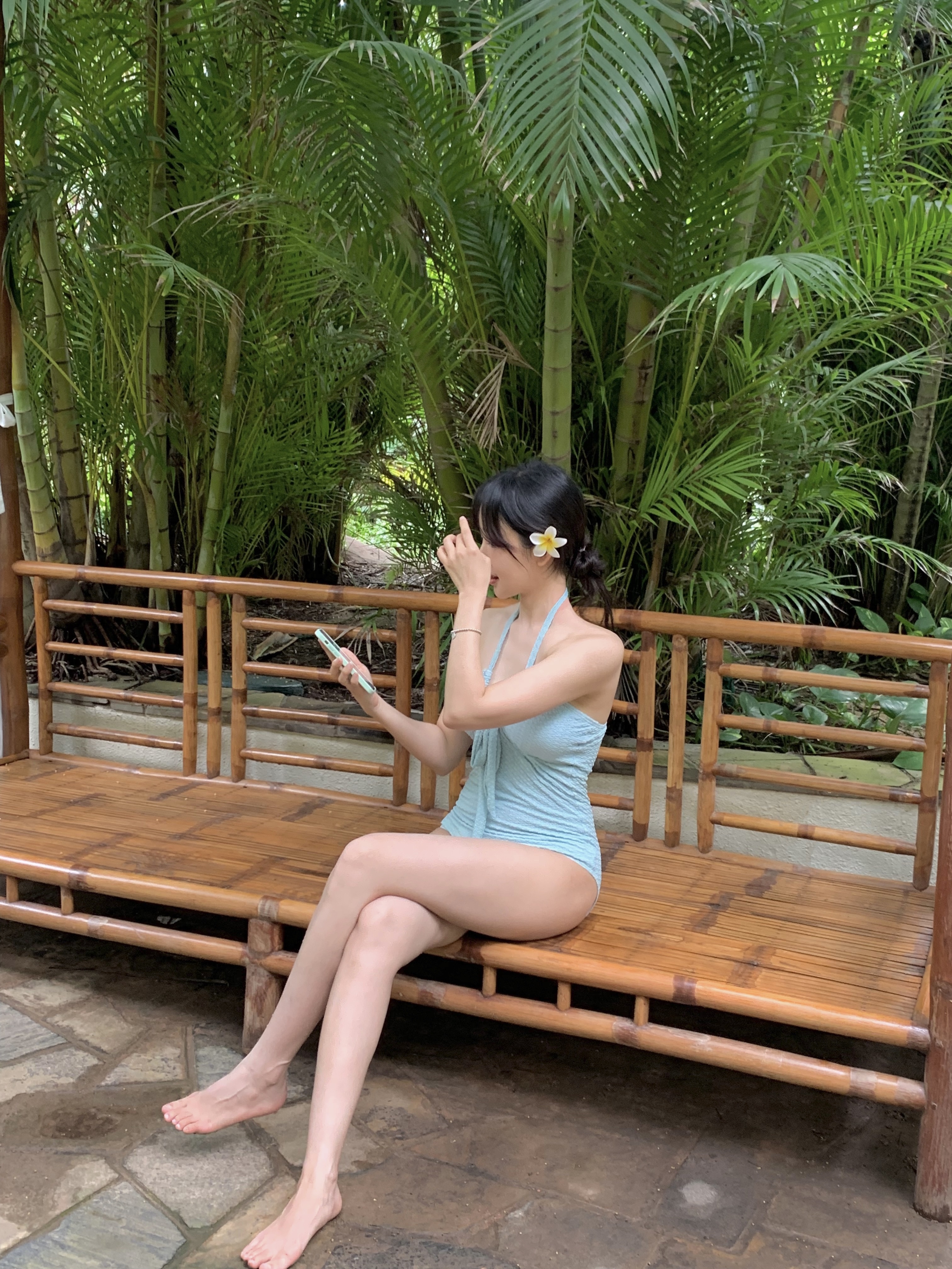 1600장돌파[무배/당일] 🍸(S,M,L) 민트 바스트 트임 홀터넥 고급스러운 수입 여성 모노키니 니트비키니 상세 이미지 13