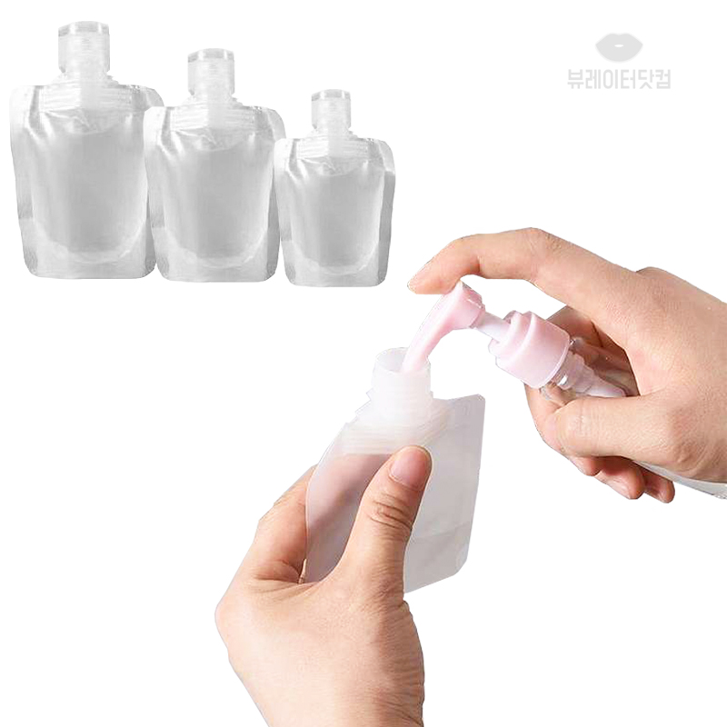 뷰레이터닷컴 여행용 화장품 샴푸 로션 크림 샘플 공병 소분 파우치 - 상품 이미지