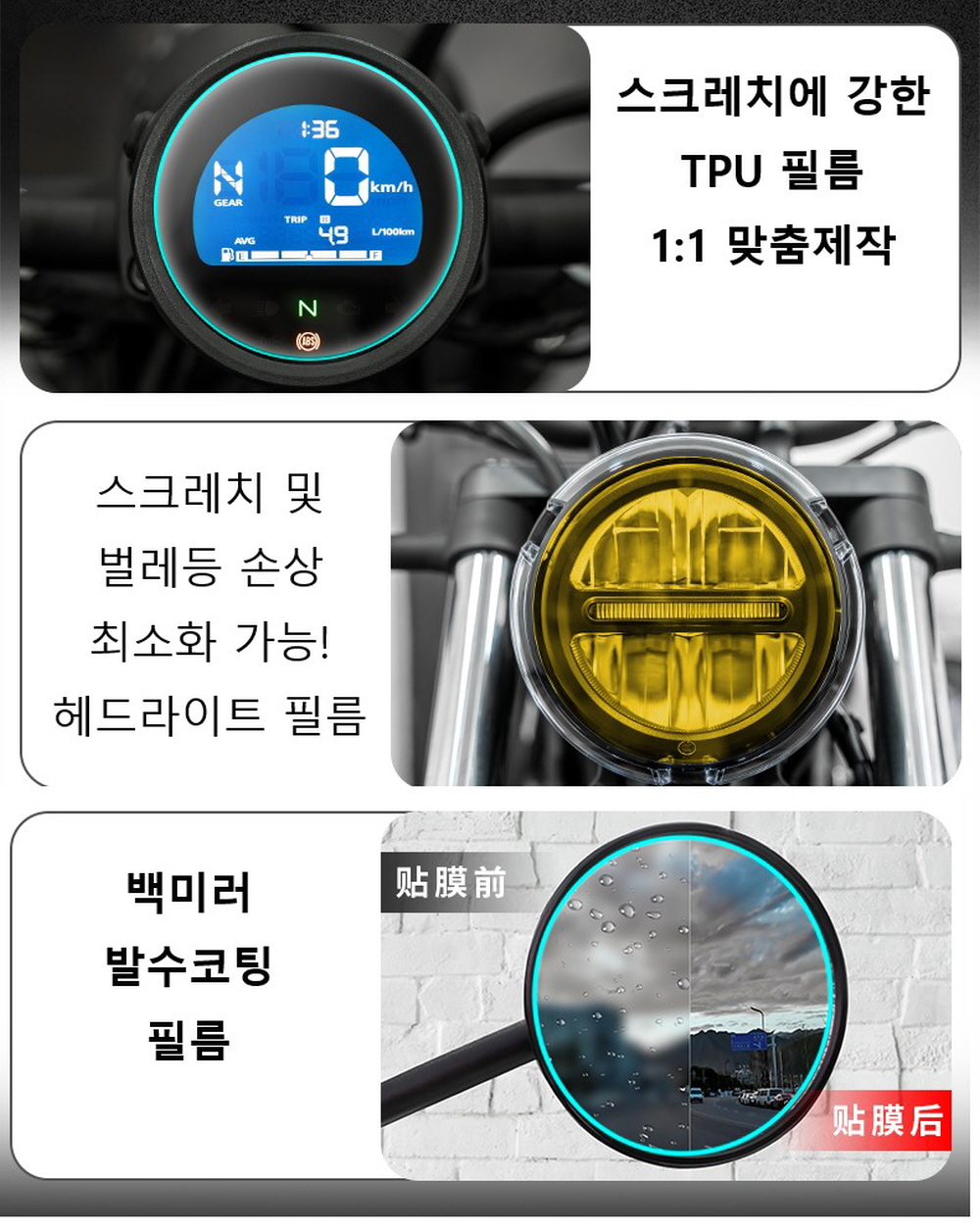 레블 300 500 헤드라이트 보호필름 스티커 호환 - 상세 이미지 4