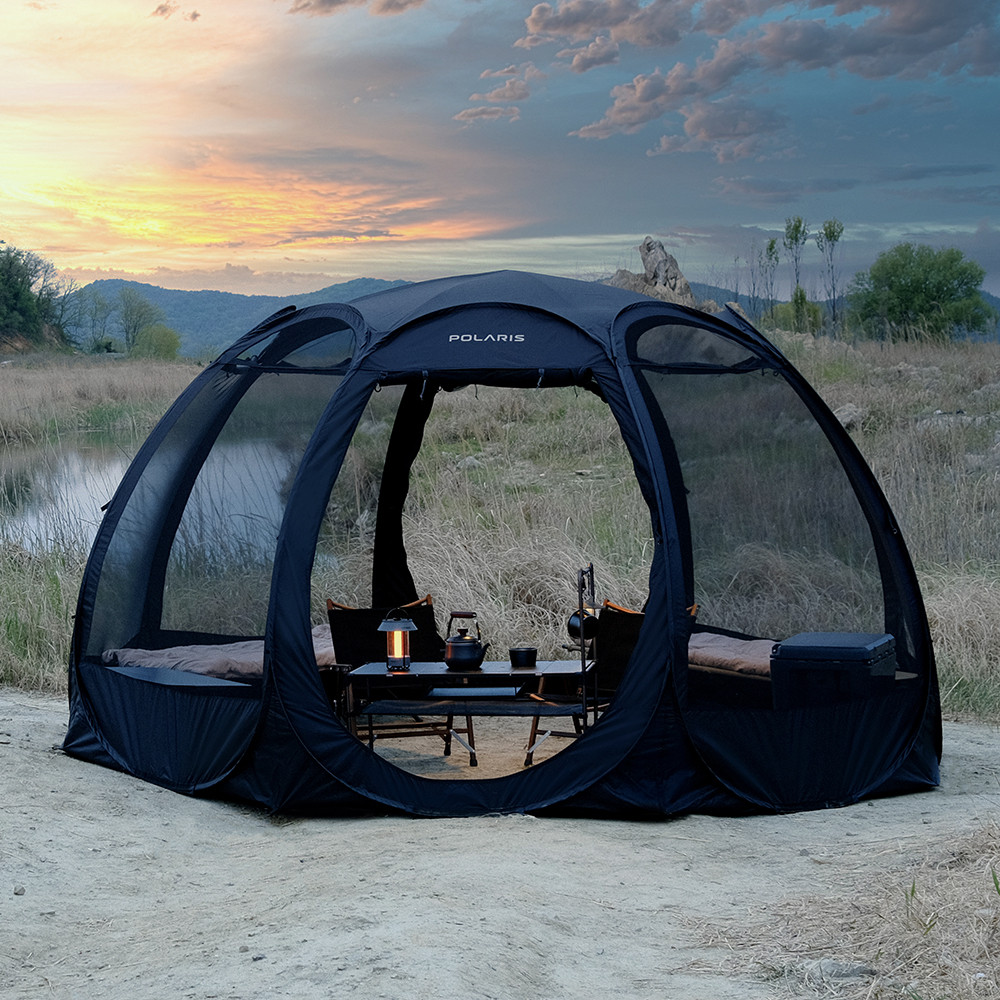 캠핑텐트 폴라리스 메쉬쉘터 P1 블랙 원터치텐트 팝업 돔형 모기장