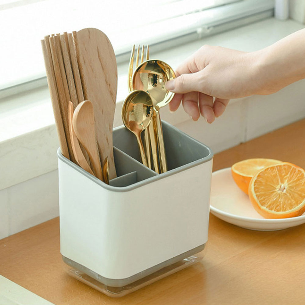 무모 심플 플라스틱 칸막이 수저통 물빠짐 수저 꽂이 조리도구통 보관함 정리함