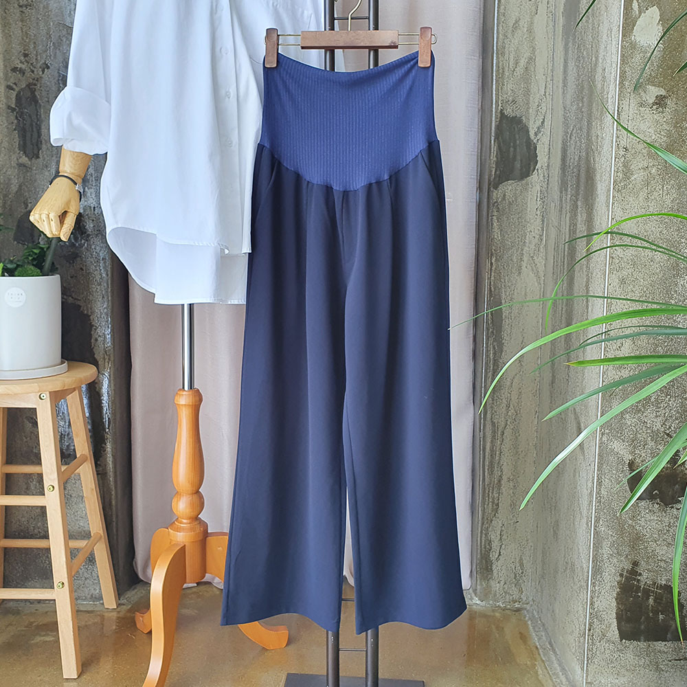 복대형 핀턱 와이드 임부바지 데일리 만삭까지 임산부 팬츠 3color - 상세 이미지 3