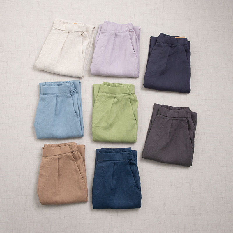 린넨슬랙스 마바지 파스텔 여성 밴딩 9부 린넨통바지 - 상세 이미지 2