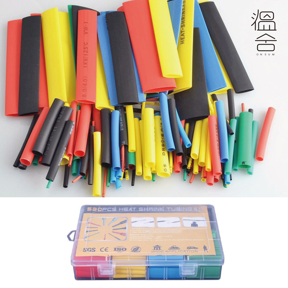 열 수축 튜브 530pcs 절연 와이어 케이블 슬리브 튜브 폴리올레핀 - 상품 이미지