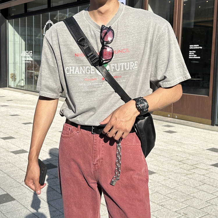 남자 여름 오버핏 체인지 피그먼트 반팔티 95-110 이미지 3