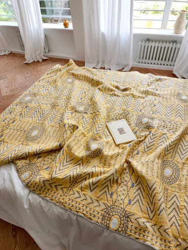 옐로우 에스닉 거즈 담요 상세 이미지