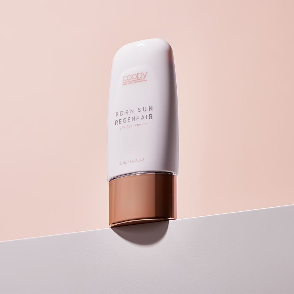 쿠피 피디알엔 선 리젠페어 50ml 신형 SPF50+ 혼합자차 끈적임없는 톤업 연어 선크림
