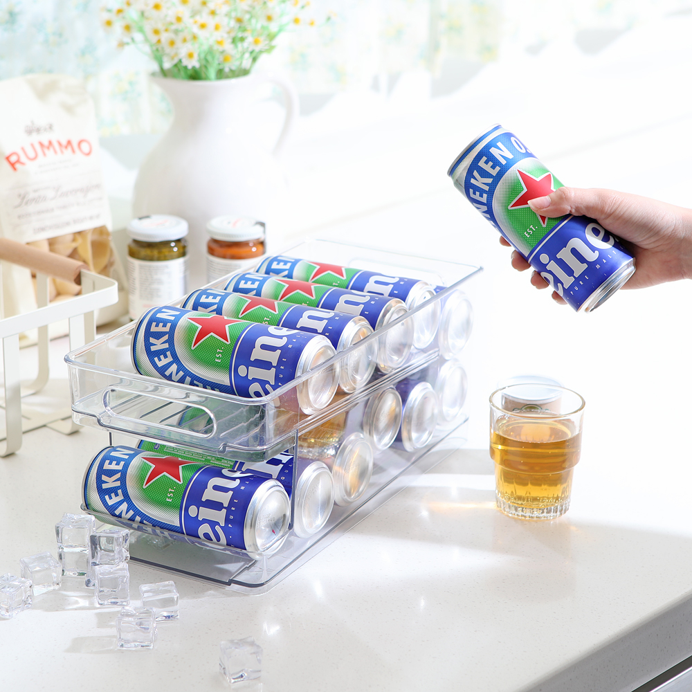 크린리빙 냉장고 캔 정리 트레이 맥주캔 음료수 수납 디스펜서 1단 350ml - 상세 이미지 3