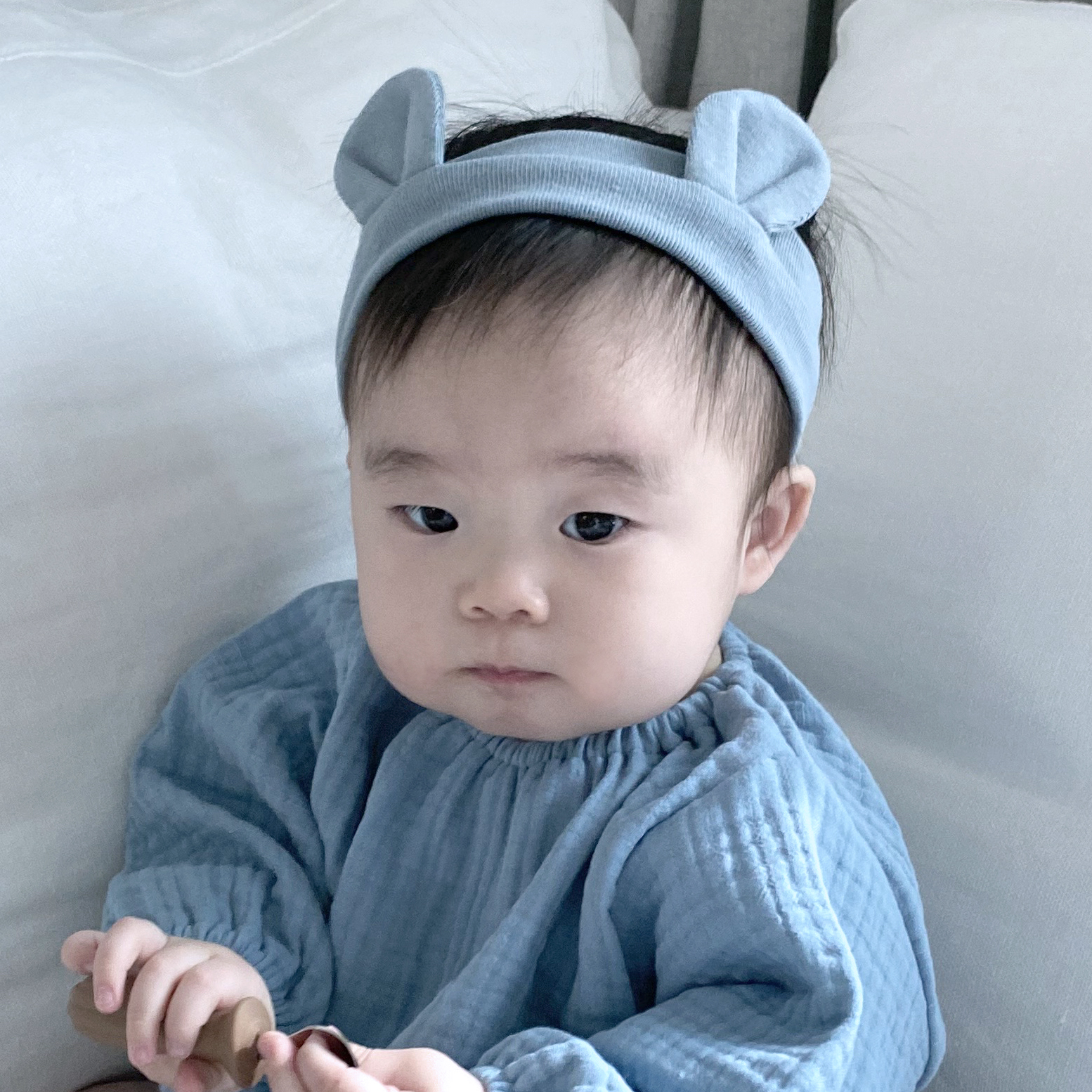 [바니블라썸] 아기 헤어밴드 머리띠 신생아 여아 남아 연핑크후라이스 곰돌이헤어밴드