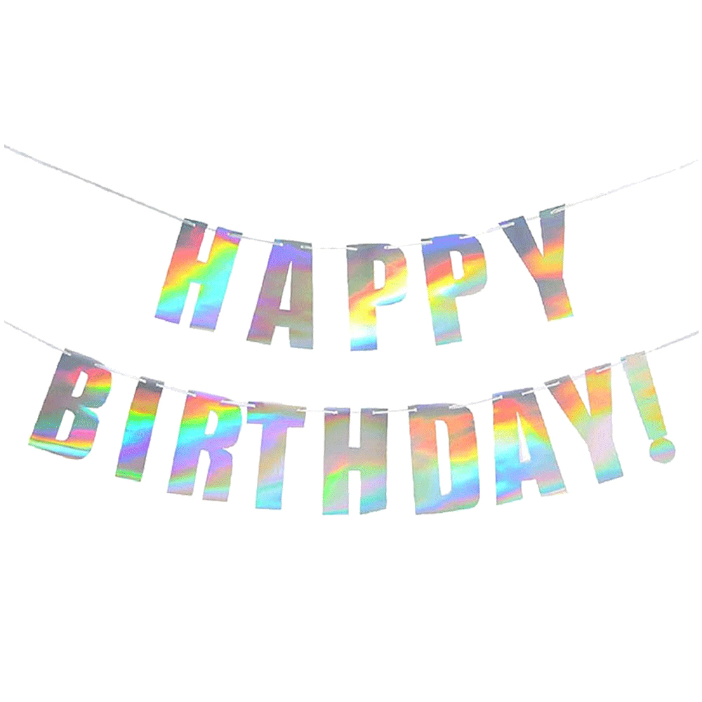 [브로키] 생일가랜드 홀로그램 생일 축하 파티용품 해피벌스데이 - 상품 이미지