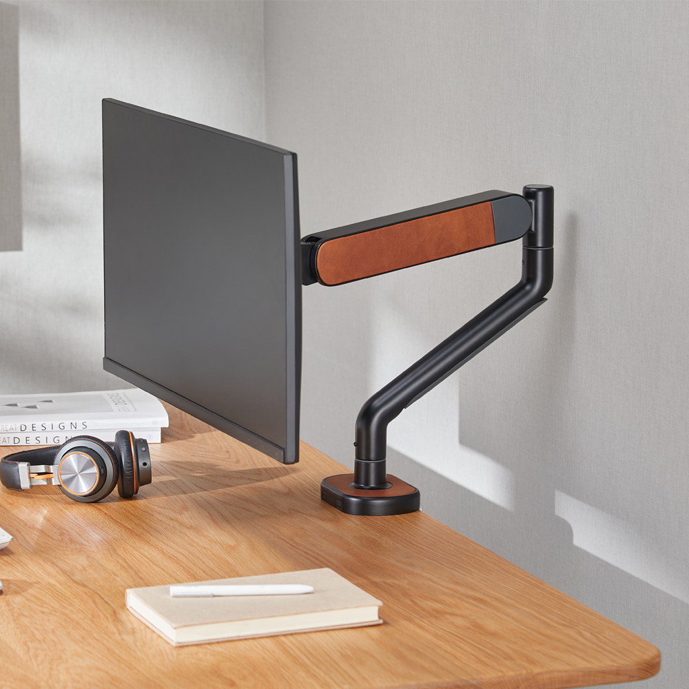 루나랩 아티스 가죽 패브릭 디자인 모니터암 거치대 싱글 블랙