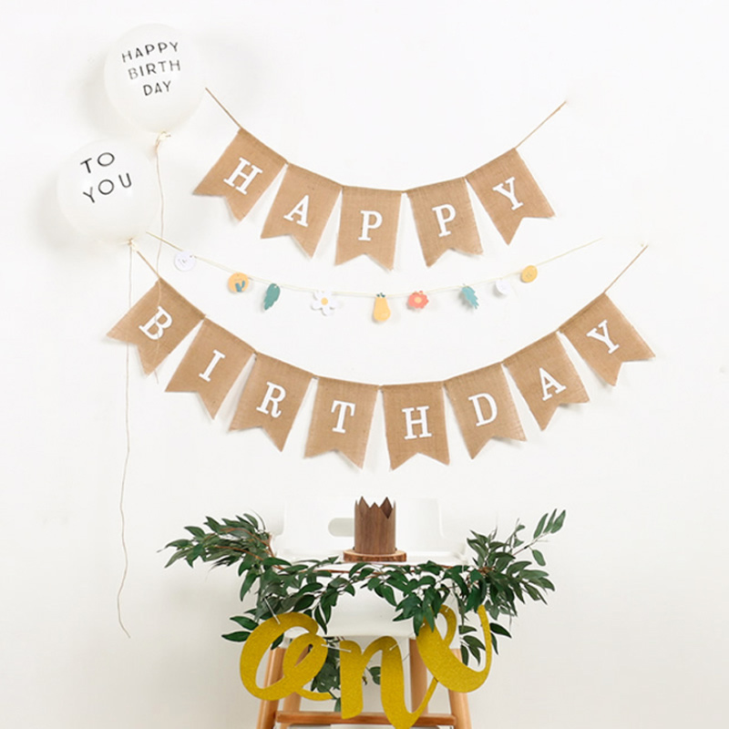 [브로키] 린넨생일 가랜드 생일 축하 파티용품 해피벌스데이 - 상세 이미지 2