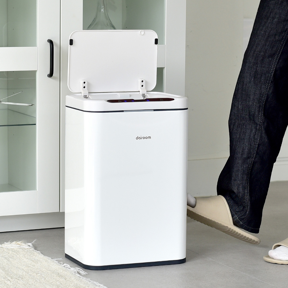 자동센서 스마트 쓰레기통 가정용 사무실용 주방용 스테인리스 휴지통 일반형 20L 화이트 제품 이미지