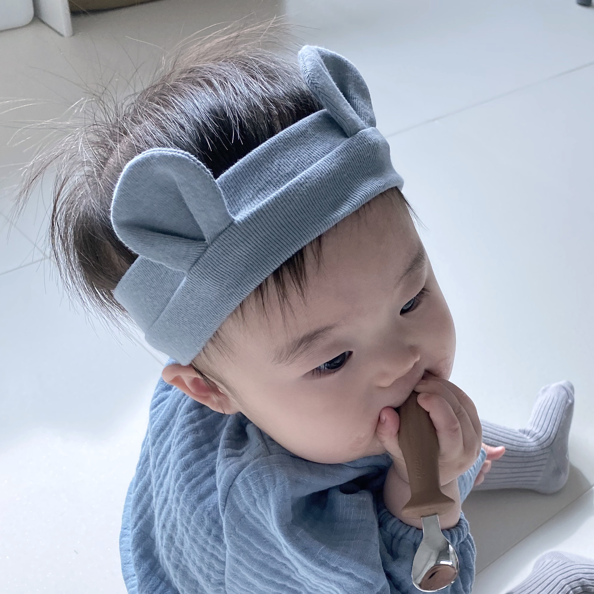 [바니블라썸] 아기 헤어밴드 머리띠 신생아 여아 남아 연핑크후라이스 곰돌이헤어밴드