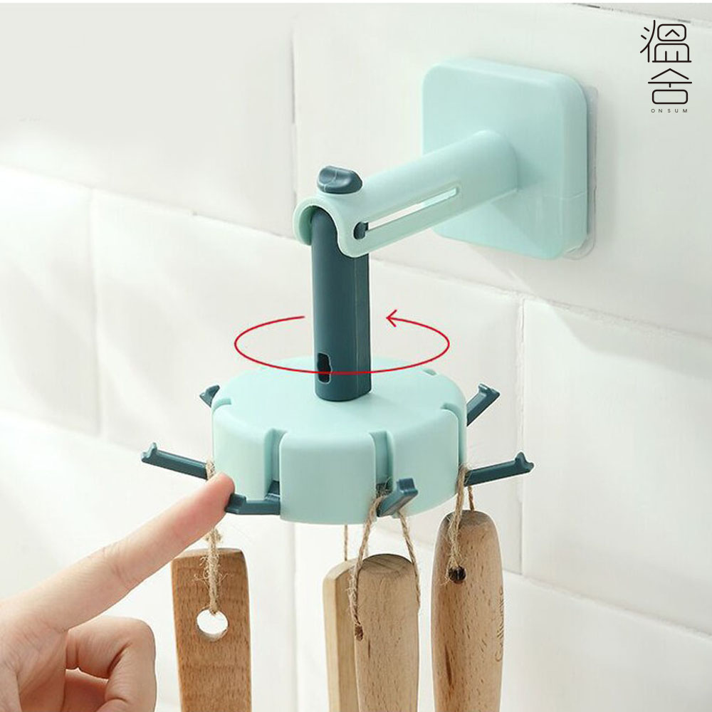 무타공 싱크대 주방 국자 걸이 정리대 접착식 부착 회전 조리 도구 거치대 - 상세 이미지 2