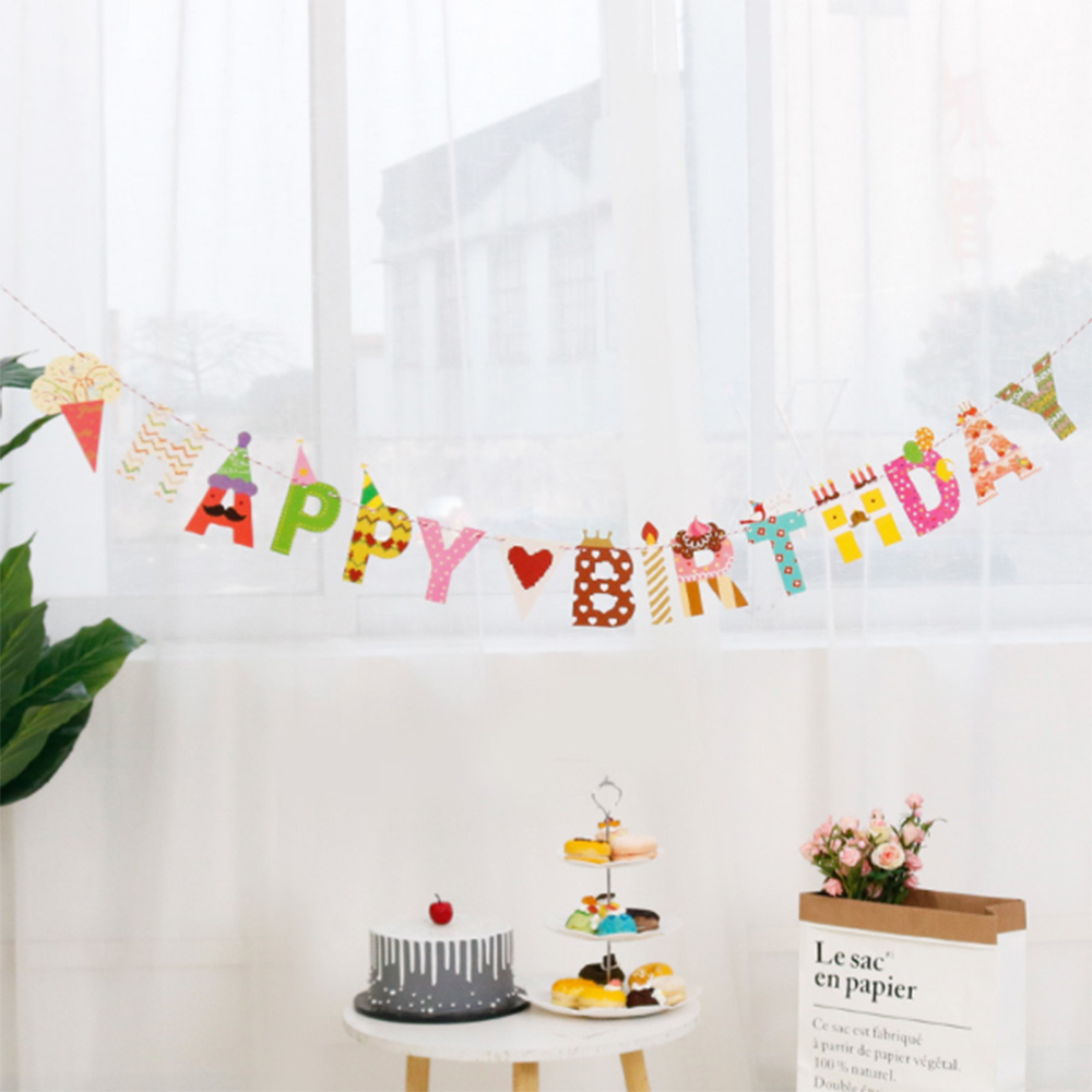 [브로키] 생일 가랜드 생일 축하 파티용품 해피벌스데이 - 상세 이미지 2