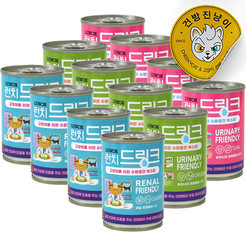 런치 드링크 고양이 수분충전 부스터 3종콤보 120g x24개(1box) 레날 유리너리 - 상품 이미지
