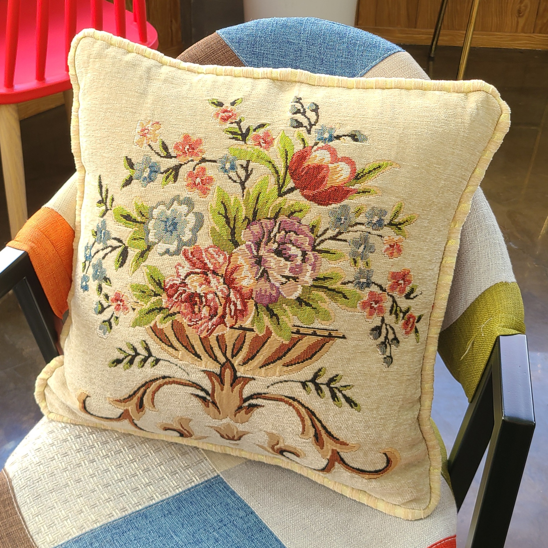 패브릭 자수 크리스마스 북유럽 쇼파 쿠션 커버 사각 자카드 가을 겨울 - 상세 이미지 2