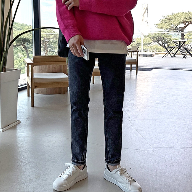 남자 스피지오 봄 가을 사계절 슬림핏 워싱 스판 데님 - 상세 이미지 4