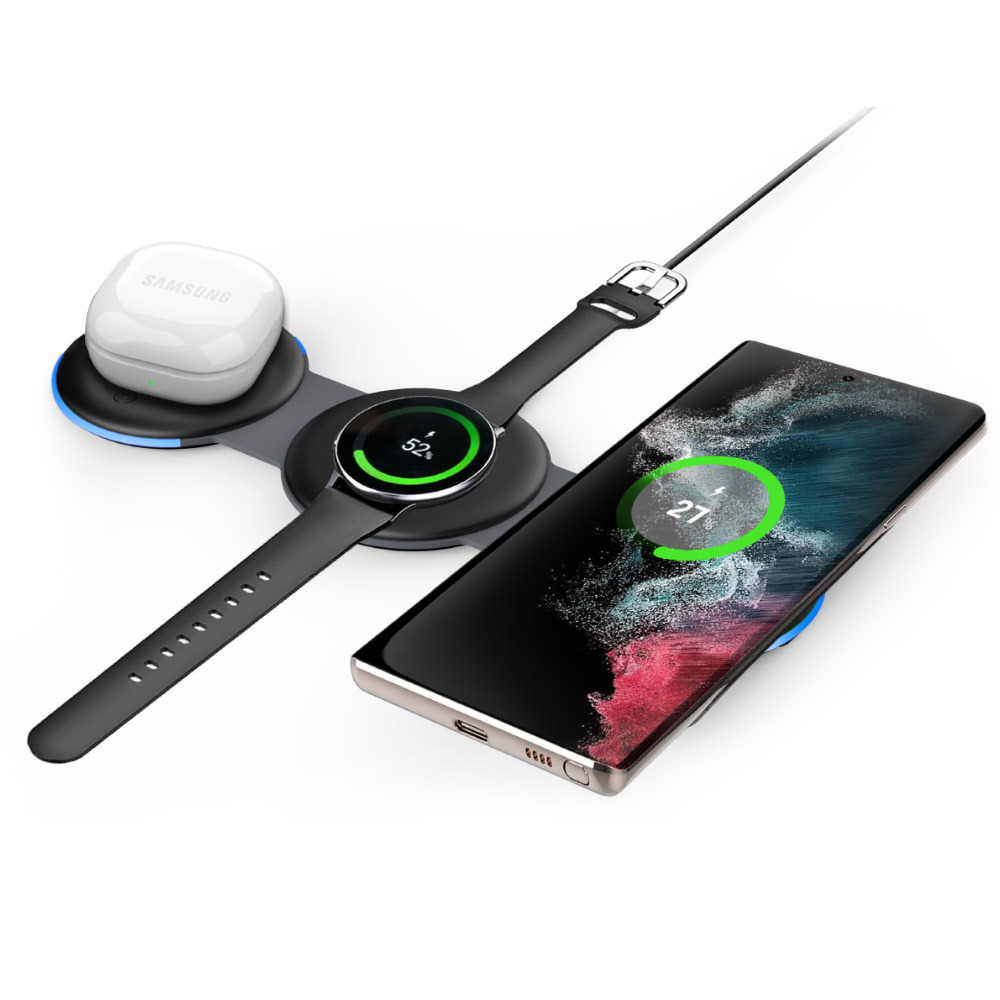[전용아답터포함] 3in1 올인원 무선 고속충전기 갤럭시 워치 버즈 삼성전용