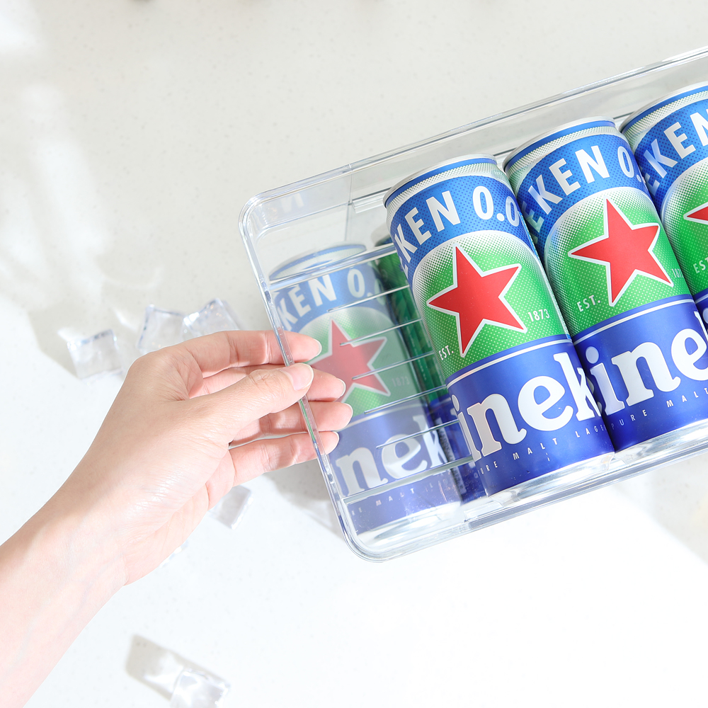 크린리빙 냉장고 캔 정리 트레이 2단 맥주캔 음료수 수납 디스펜서 - 상세 이미지 4