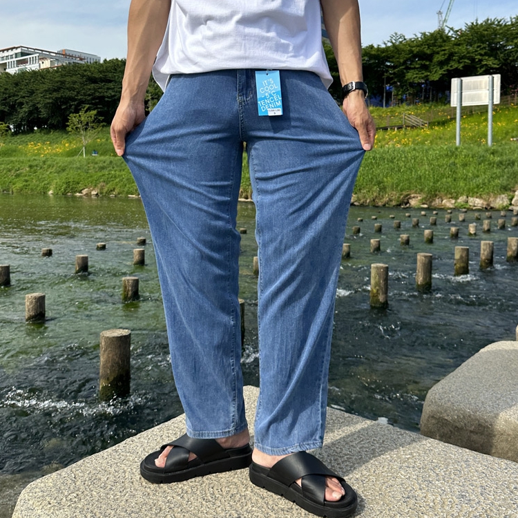 남자 브래드 3타입 여름 아이스 쿨 와이드 데님 팬츠 빅사이즈 이미지 2