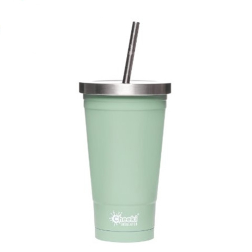 치키 이중 스테인레스 빨대 텀블러 500ml 더스티 피스타치오 - 메인 이미지