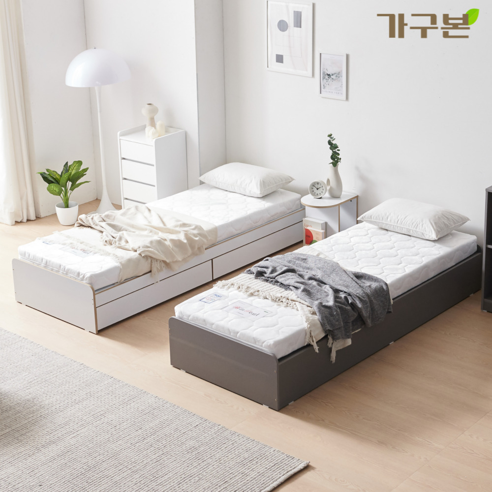 고시원침대 원룸 자취방 작은방 일체형 침대 매트제외, 화이트무서랍 프레임만