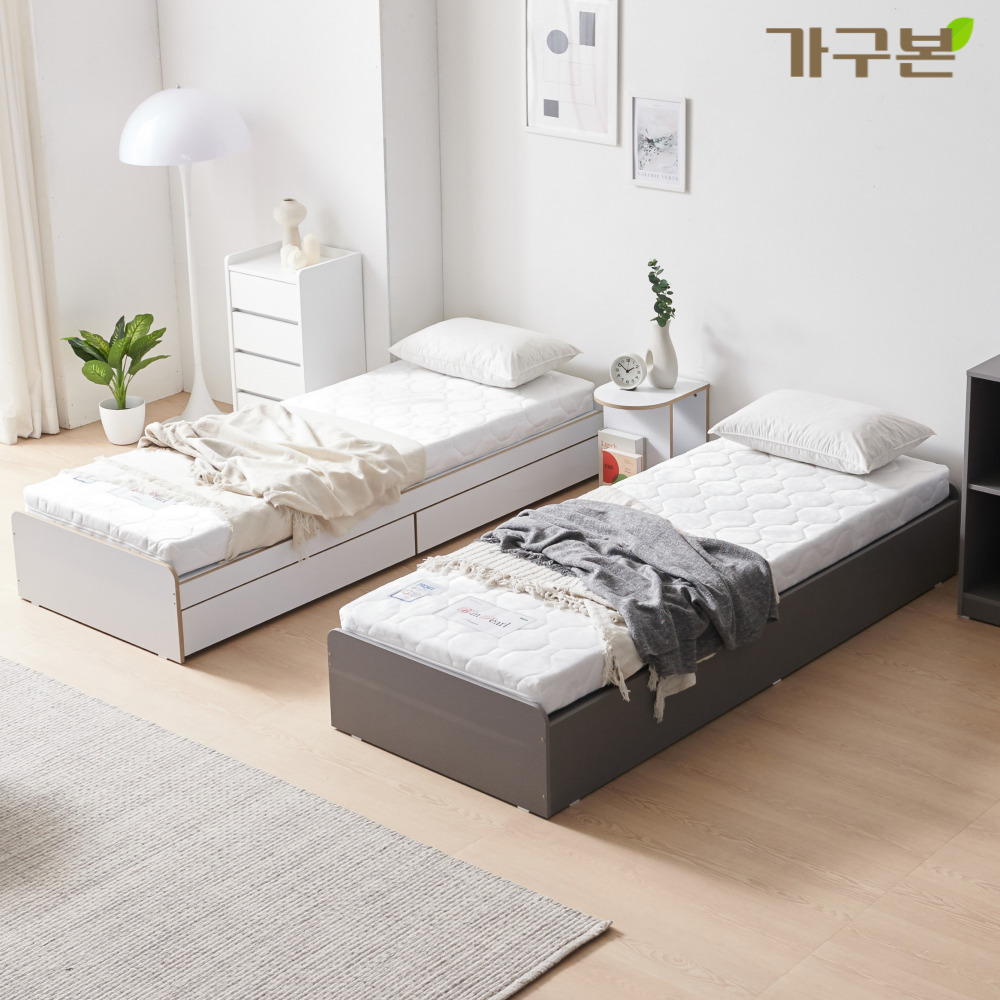 고시원침대 원룸 자취방 작은방 일체형 침대 매트제외, 화이트무서랍 프레임만