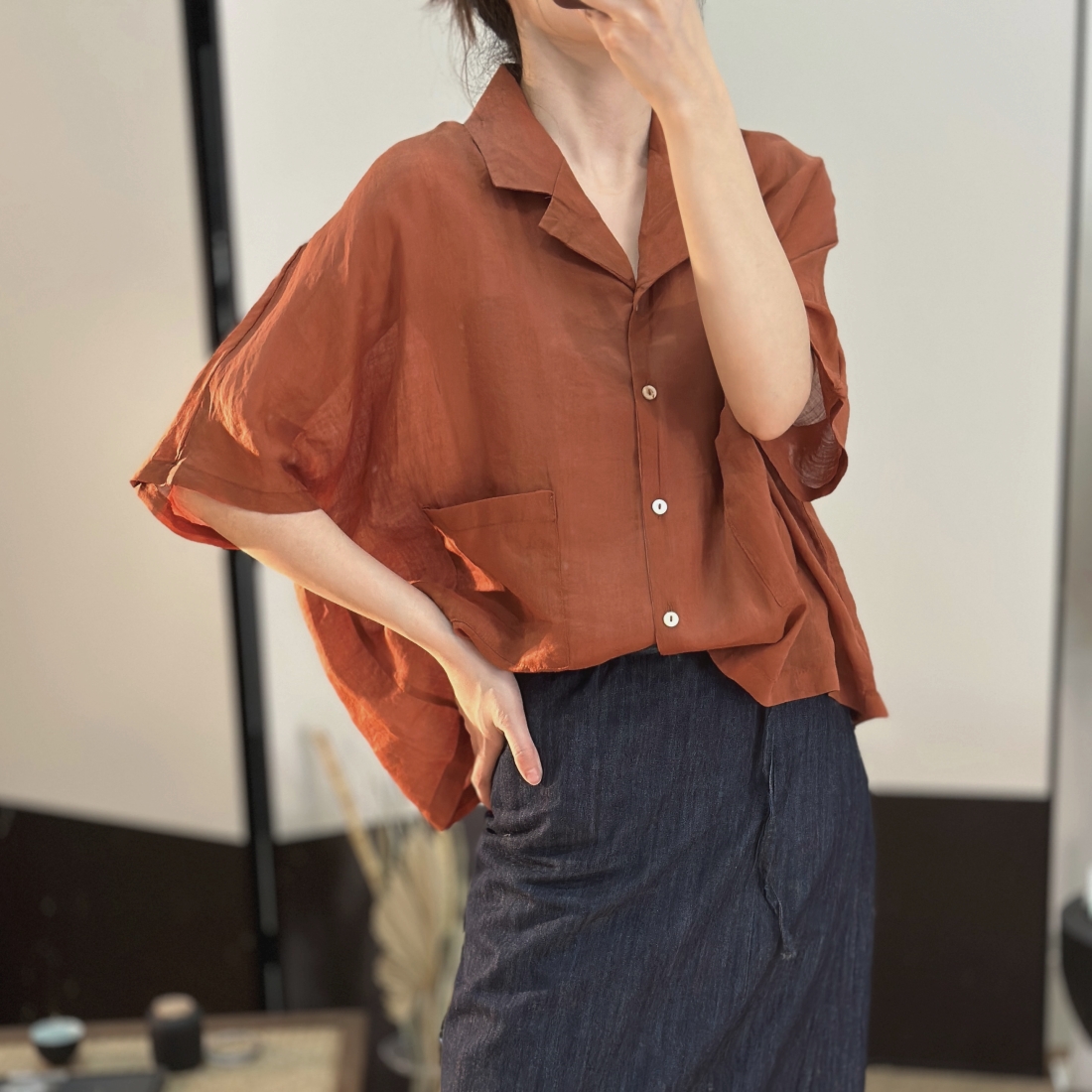 여름모시자켓 7부소매 블라우스 미시옷 - 상품 이미지