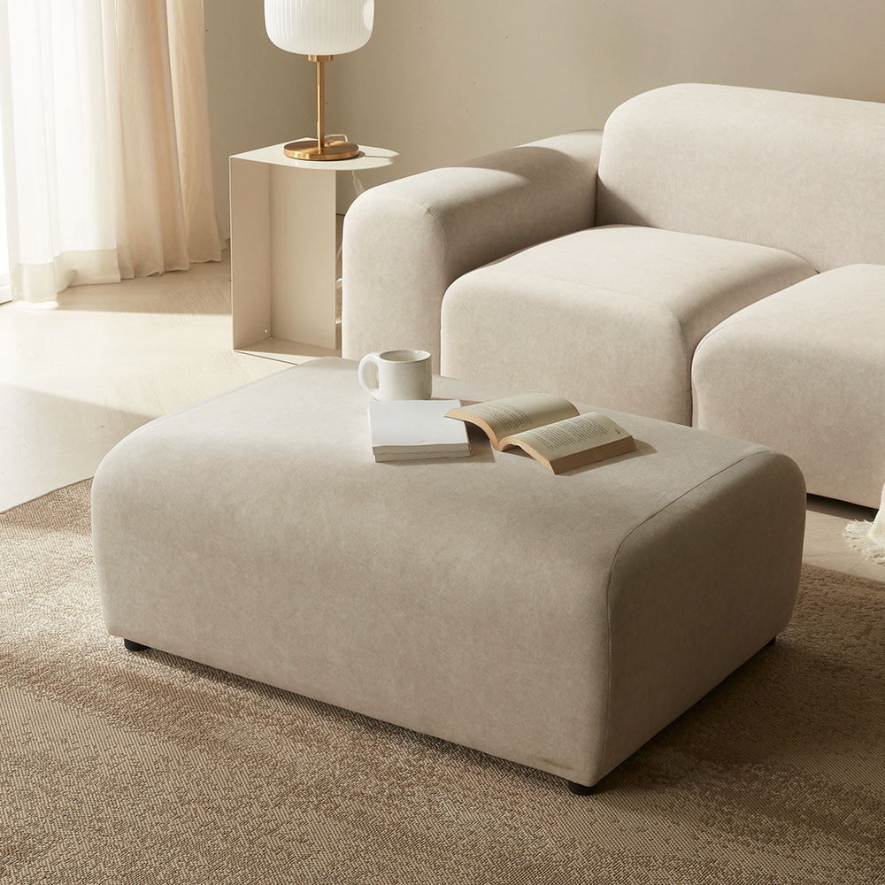 장인가구 로엠 3인용 이지클린 조야 패브릭 소파(스툴포함)