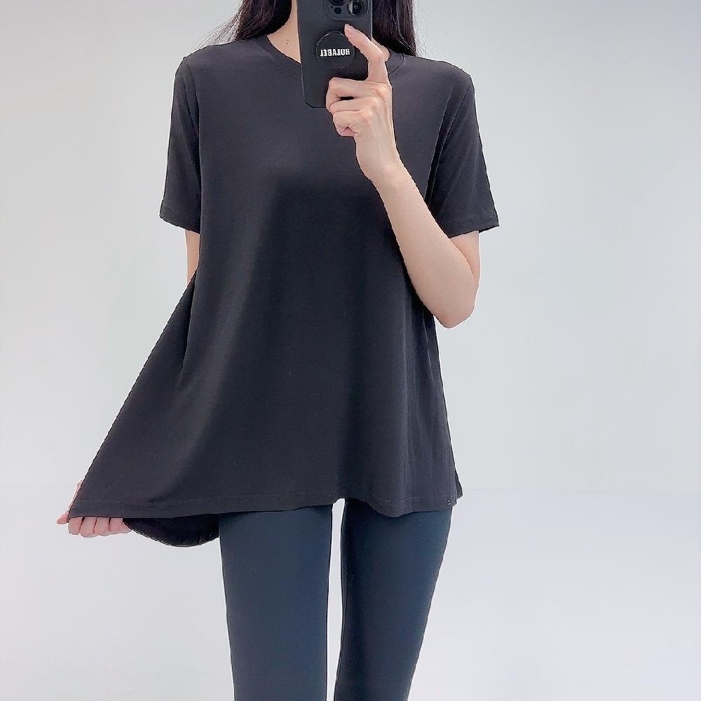 로라벨 아엘 필라테스복 여성 요가복 필라테스 요가 상의 티셔츠 옷 빅사이즈 운동복 반팔 - 상세 이미지 3