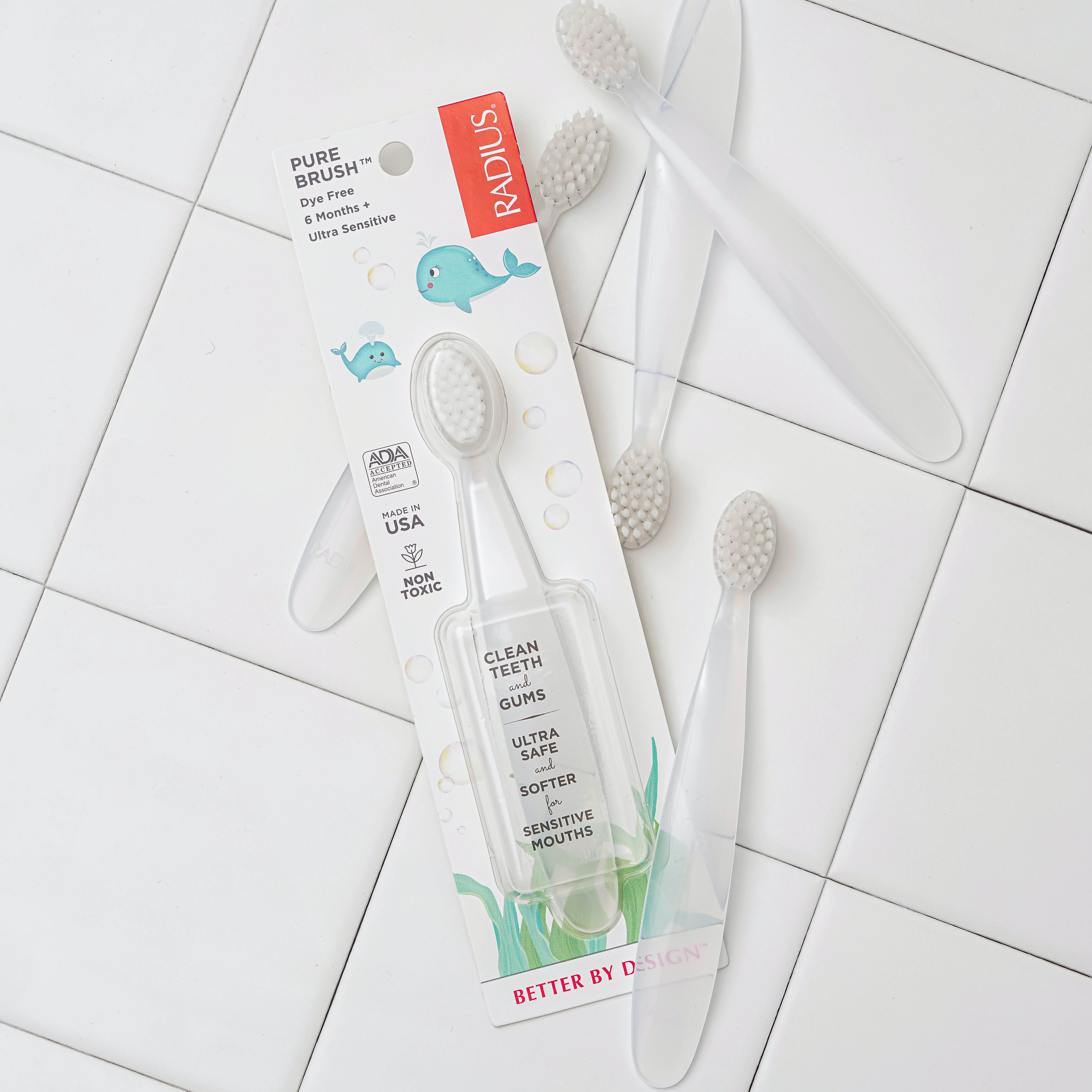 래디어스 퓨어베이비 6개 6개월-18개월 부드러운 아이 돌아기 칫솔