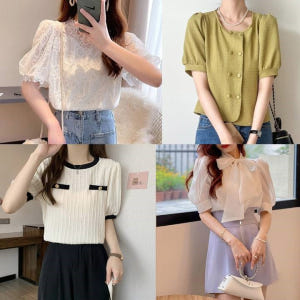 플라워나염 자수 레이스 펀칭 프릴 코튼 빅카라 퍼프 반팔 여름 여성 블라... 착용 후기 | 사이즈/핏 총정리 - 상품 이미지 1