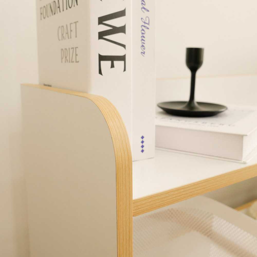 심플룸 아기 책장 교구장 유아 전면 원목 우드 아이 2단 책장 화이트