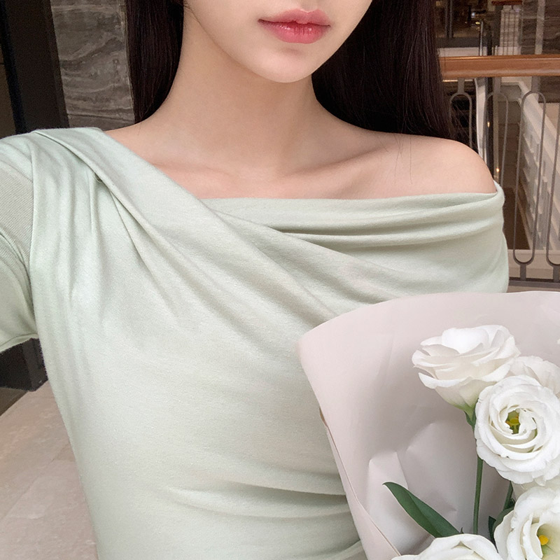 (국내제작)달리아 언발 랩 셔링 반팔 티셔츠 ts3772 이미지 3