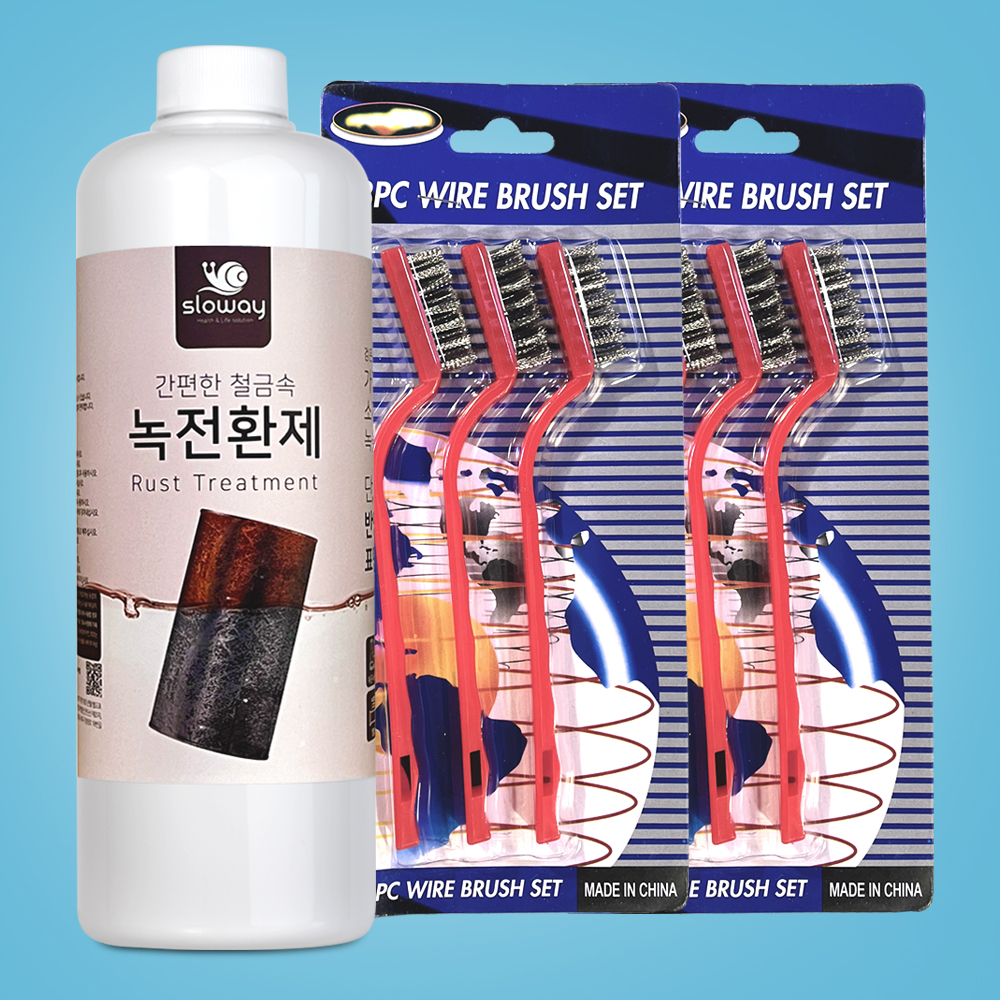 철 금속 자동차 녹슨곳 녹제거제 녹전환제 1L + 스텐 브러쉬 6P - 상품 이미지
